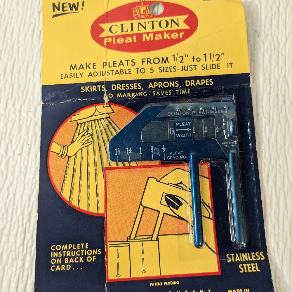 NEW Vintage Clinton Pleat Maker Oakville Company USA‎ pleats .5-1.5" stainless